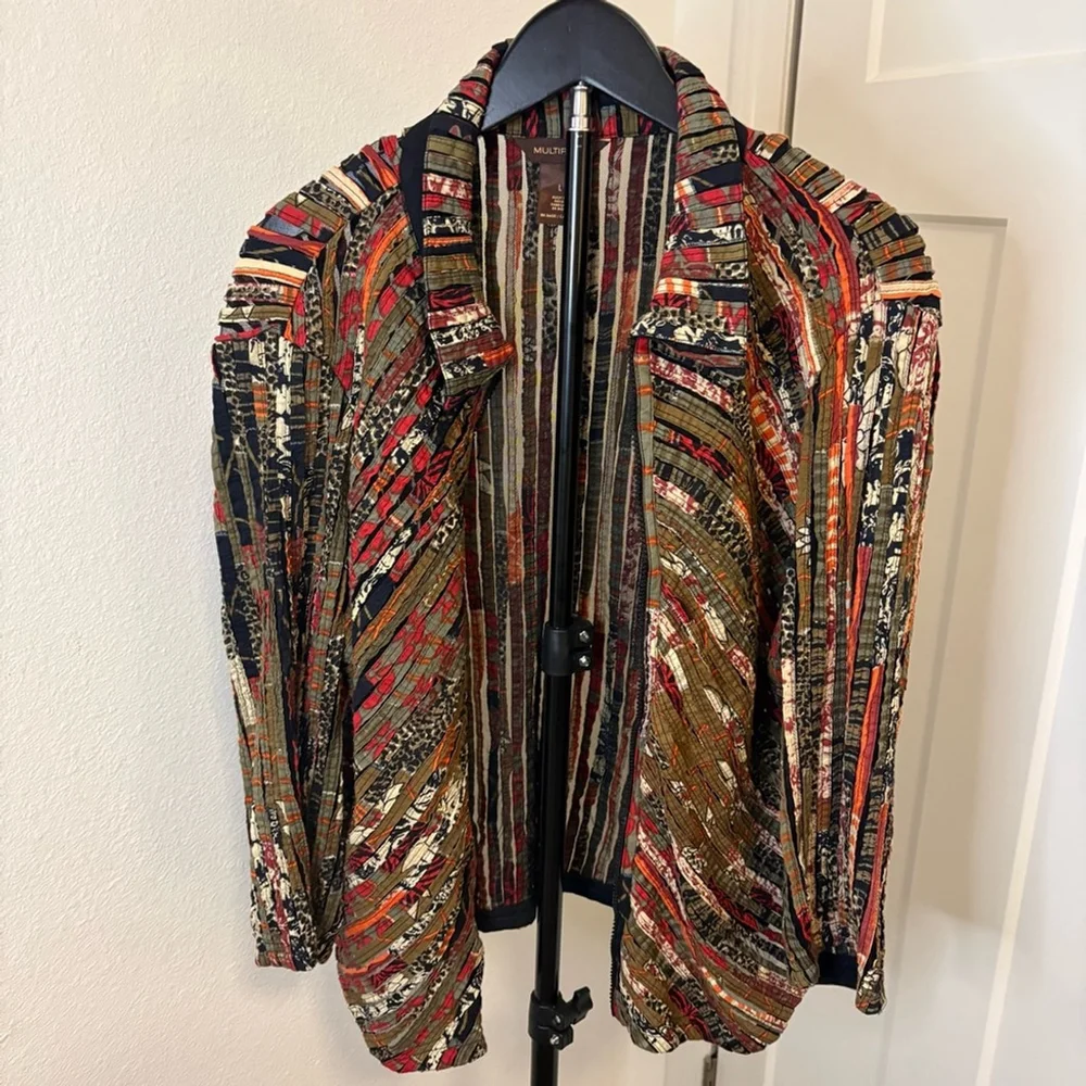 Multiples Multicolor Patchwork Jacket Boho Festive Women’s Size Large - Picture 3 of 8